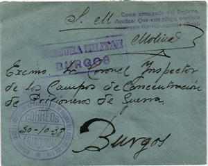 SCW 1938 Cubierta FRANQUICIA INSPECCIÓN PRISIONEROS DE GUERRA EJERCICIO DEL SUR (1734) - Imagen 1 de 2