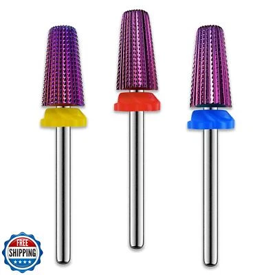 3Pcs Carbide 5 in 1 Nail Drill Bit Set- Two Way Rotate Use for Both Left and  - Image 1 of 4