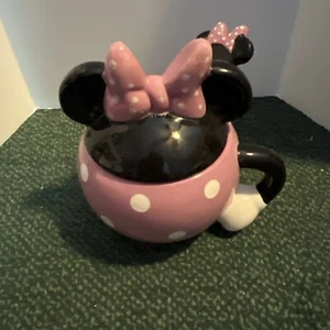 Disney Minnie Mouse Ceramic Mug With Lid And Spoon Pink. - Picture 1 of 8