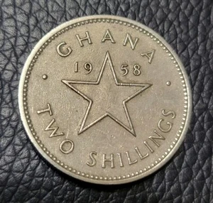 1958 Ghana Two Shillings Coin - Picture 1 of 2