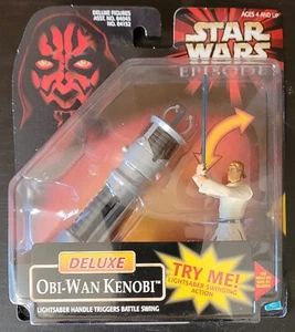 1998 STAR WARS EPISODE I OBI-WAN KENOBI LIGHT SABER & ACTION FIGURE -NEW ON CARD - Picture 1 of 3