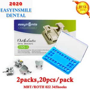 2Pks Dental Orthodontic Mini Brackets Roth/MBT 022'' 345 Hook Metal Ortho Braces - Picture 1 of 12