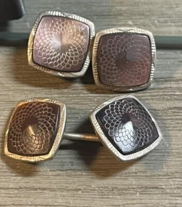 Vtg Art Deco Carved Dark Mother of Pearl Gold Filled Cuff Links - Picture 1 of 3
