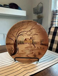 Vintage Art Pottery Wall Art Ceramic Plate Decor Signed 10" - Picture 1 of 4