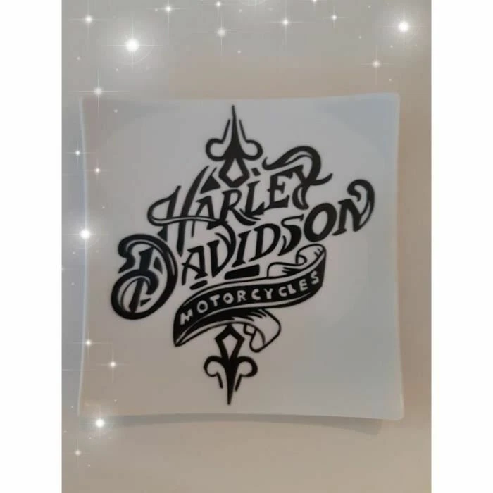 ASSIETTE SOUCOUPE DÉCORATIVE VIDE POCHE HARLEY DAVIDSON PEINT MAIN  - Photo 1/1