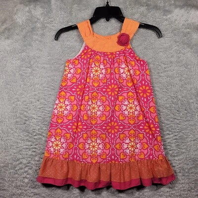 Vestido Penélope Mack Niñas 6 Rosa Algodón Geométrico Completamente Forrado Línea A Foto 1 de 4