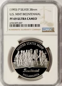 1993 US MINT BICENTENNIAL Silver NGC PF69💥FLAWLESS QUALITY💥 - Picture 1 of 5