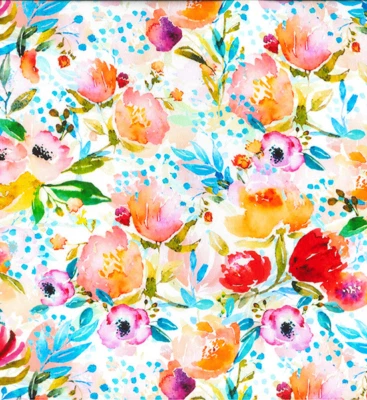 Crafts Colorful Floral Digital Viscose Twill 100% Viscose 56" Wide Woven Fabric - Image 1 of 2