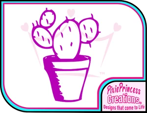 Flower B Plant Pot Vinyl Sticker Pretty Car Laptop Wall Home Window Cactus Decal - Picture 1 of 20