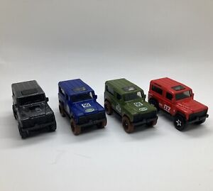 Hot Wheels Land Rover Defender 90 Lot Of 4 Blue Red Green Dark Grey 