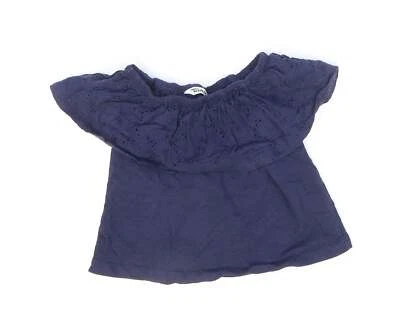 M&Co Girls Blue 100% Cotton Basic T-Shirt Size 4-5 Years Off the Shoulder Pullov - Image 1 of 4