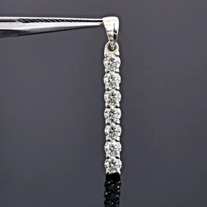 Diamond Solitaire Pendant. Certified. Earth mined. 925 Silver ! Great Luster! - Picture 1 of 8