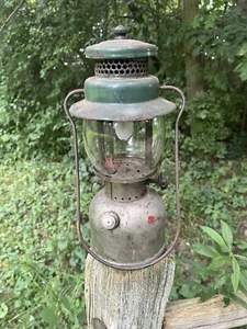 Vintage Coleman 242B Gas Lantern Green & Silver Single Mantle Antique 242 B - Picture 1 of 10