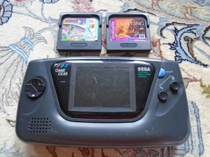 Sega Game Gear console Model 2110 FOR PARTS OR REPAIR w/ 2 games! POWERS ON! - Picture 1 of 20