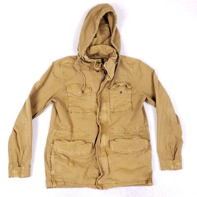 Chaqueta con Capucha Antigua Azul Marino Utilitaria Talla S Tostada Bolsillos de Carga Cremallera Completa Ropa de Trabajo Informal Foto 1 de 4