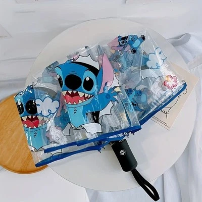 Ombrello Stitch Pieghevole Automatico Portatile, Trasparente, Regalo Bimbi - Immagine 1 di 4