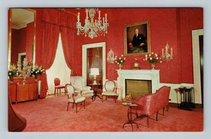 White House First Lady Reception Red Room Mirror Chrome Washington DC Postcard - Picture 1 of 2