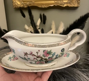 Árbol indio Maddock England vintage 8"" bote de salsa y placa base artículos de restaurante - Imagen 1 de 10