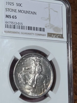 1925 Stone Mountain 50c Half Dollar NGC MS65 Toned - Image 1 of 4