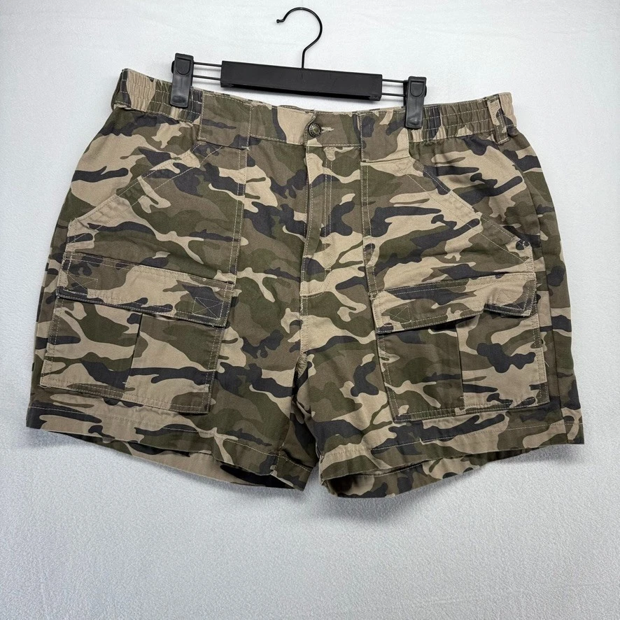 Vintage Red Head Shorts Men's 38 Brown Green Camo Double Cargo Pockets Stretch - Image 1 of 4