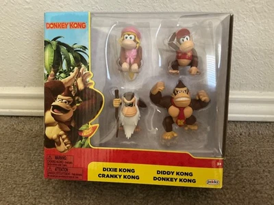 Donkey Kong 4 Figure Jakks Nintendo Box Set Dixie, Diddy, Cranky, Brand New - Image 1 of 4