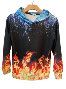 FunnyCo Hoodie Youth Medium 14-16 Multicolored Fire Ice Long Sleeve Pull Over - Picture 1 of 7