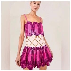 Alexis Bettina Pink Print Mini Dress Party Cocktail Designer Sleeveless XS - Picture 1 of 6