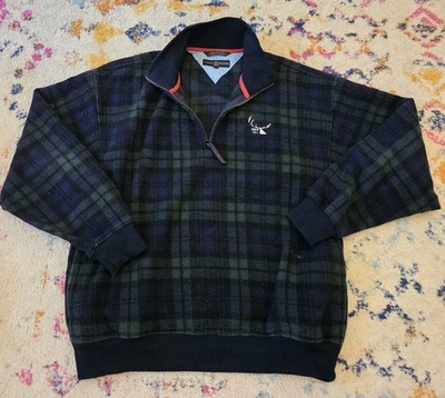 De Colección Tommy Hilfiger Golf 1/4 Cremallera Polar Para Hombre Grande A Cuadros Años 90 Rap Preppy Hip Hop Foto 1 de 4