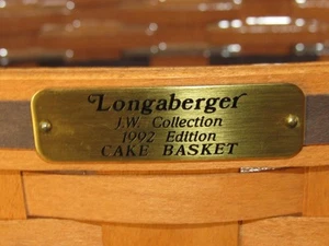 1992 LONGERBERGER Cake Basket JW Collection W/ Plastic Protector Swivel Handles - Picture 1 of 18