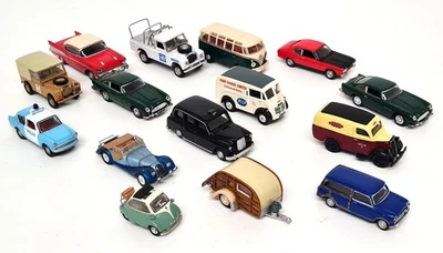 15x Coches Modelo 1/76 1/64 Aston Isetta Mini Anglia VW Land Rover Ferrocarril Dioramas Foto 1 de 4