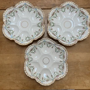 Set Of 3 Antique Oyster Plate 6 Wells Vienna Austria EUC - Picture 1 of 7