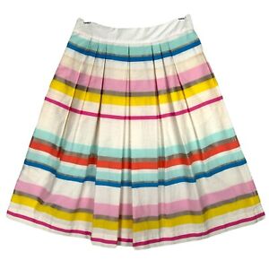 Kate Spade Ribbon Cape Rainbow Striped High Rise Pleated Skirt Size 00 Pockets