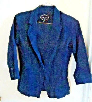 Chaqueta Blazer Mujer Talla Pequeña Lino Negra Mangas 3/4 Forrada  Foto 1 de 4