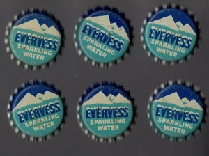 Evervess Sparkling Soda Caps (6) Kork gefüttert unbenutzt 1940-50er Jahre - Bild 1 von 2