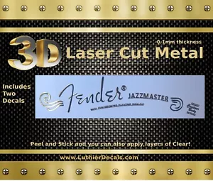 Fender Jazzmaster Guitar Decal 3d metal Headstock Restoration Sticker Logo m101b - Picture 1 of 13