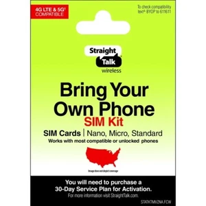 Straight Talk Keep Your Own Phone SIM Kit, No Airtime - Prepaid - Photo 1 sur 7