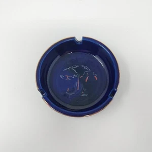 Vintage 3" Ashtray Japan Tree Cloud Scene Midnight Blue and Gold Trim 3 Slots - Picture 1 of 3
