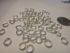 50 Shiny Base Metal Silver 6 mm Split Rings Attach Charms to a Bracelet - Picture 1 of 3