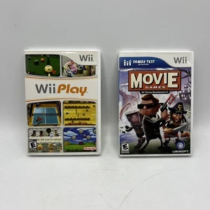 Wii Play Game with Bonus Wii Game - Movie Games (Ubisoft) Complete Free Ship - Picture 1 of 7