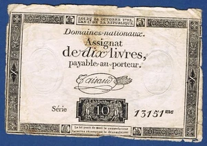 FRANCE.ASSIGNAT 10 LIVRES du 24 OCTOBRE 1792 signature TAISAUD Série 10.13151 me - Picture 1 of 2
