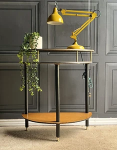 Vintage Mid 20th Century Scandi Half Moon Teak Beistell Konsolentisch 60er 70er - Bild 1 von 10