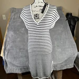 Tahari Swim Cover Up Dress Women Small Open Knit V-Neck Crochet new - Picture 1 of 14
