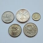 Vintage Mexico Coins Silver Libertad Onza & 4 Other Silver Coins Lot of 5