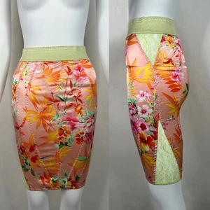 Vtg Dolce & Gabbana D&G Floral Print Lace Panel Skirt 36 2XS - Picture 1 of 5
