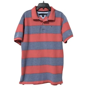 Tommy Hilfiger BOYS Short Sleeve Polo Red and Blue Stripes Size Large 16/18 - Picture 1 of 7