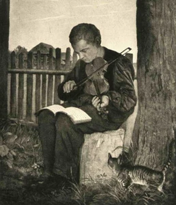 Hans THOMA - VIOLINENSPIELER - original KUPFERSTICH um 1900 - Picture 1 of 1