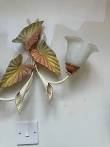 Vintage French Lily Toleware Twin Bulb Wall Light - Picture 1 of 4