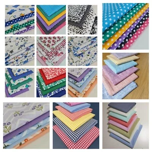 100% Cotton Fabric Fat Quarter Bundles 50x50cm Quilting Patchwork Material - Picture 1 of 31