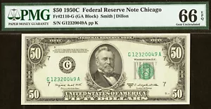 1950C $50 Federal Reserve Note PMG 66EPQ 2nd Highest Graded Chicago Fr 2110-G - Picture 1 of 3