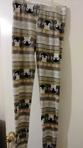 Derek Heart Juniors Plush Penguins Christmas Extra Soft leggings M 078 - Picture 1 of 5